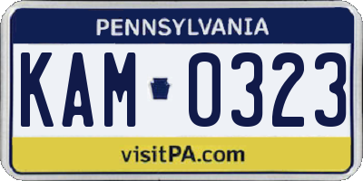 PA license plate KAM0323