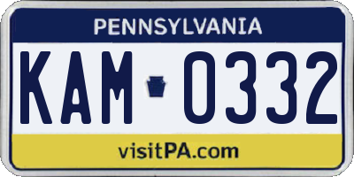 PA license plate KAM0332