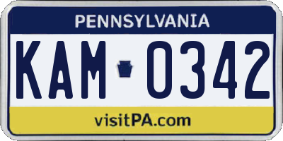 PA license plate KAM0342