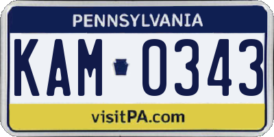 PA license plate KAM0343