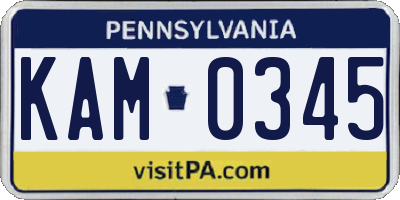 PA license plate KAM0345