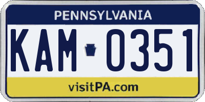 PA license plate KAM0351