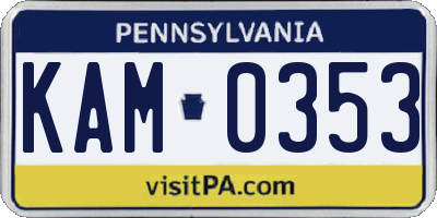 PA license plate KAM0353