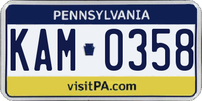 PA license plate KAM0358