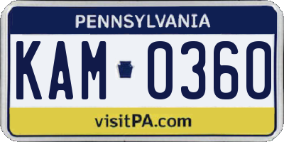 PA license plate KAM0360