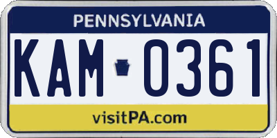PA license plate KAM0361