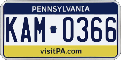 PA license plate KAM0366