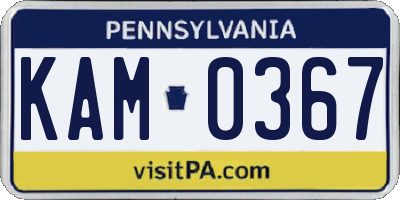 PA license plate KAM0367