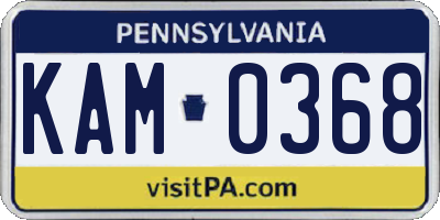 PA license plate KAM0368