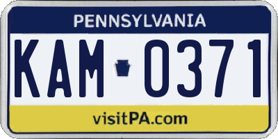 PA license plate KAM0371
