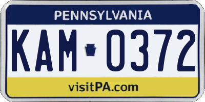 PA license plate KAM0372