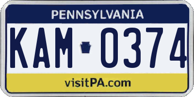 PA license plate KAM0374