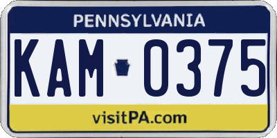 PA license plate KAM0375