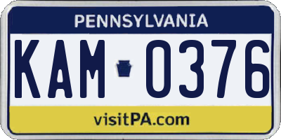 PA license plate KAM0376