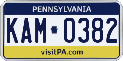 PA license plate KAM0382