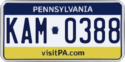 PA license plate KAM0388