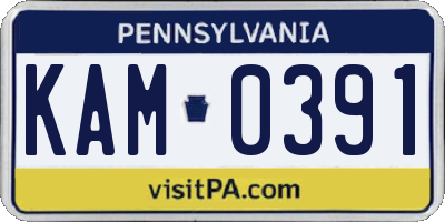PA license plate KAM0391