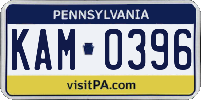 PA license plate KAM0396