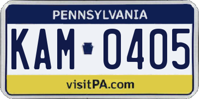 PA license plate KAM0405