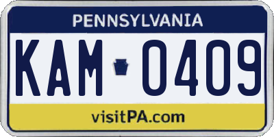 PA license plate KAM0409