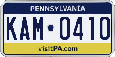 PA license plate KAM0410