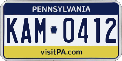 PA license plate KAM0412