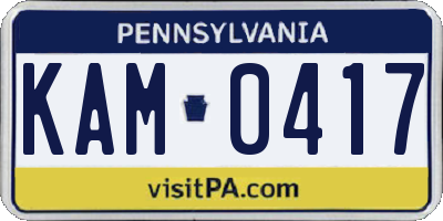 PA license plate KAM0417