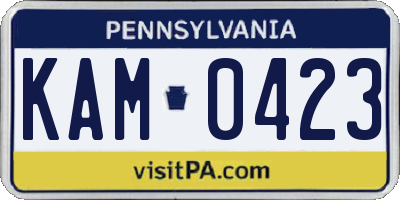 PA license plate KAM0423