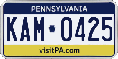 PA license plate KAM0425