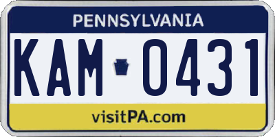 PA license plate KAM0431