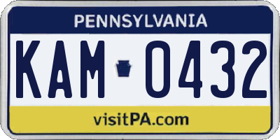 PA license plate KAM0432