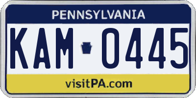 PA license plate KAM0445