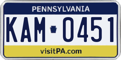 PA license plate KAM0451