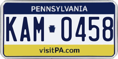 PA license plate KAM0458