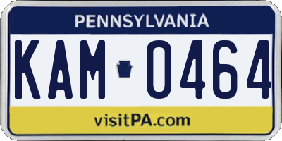 PA license plate KAM0464