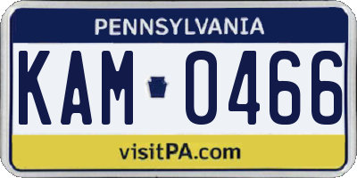 PA license plate KAM0466