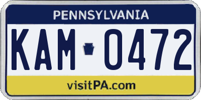 PA license plate KAM0472