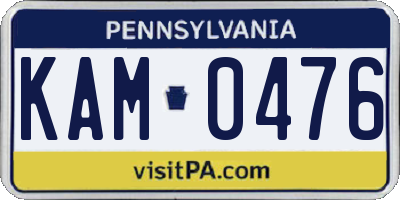PA license plate KAM0476