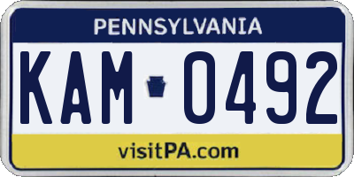 PA license plate KAM0492