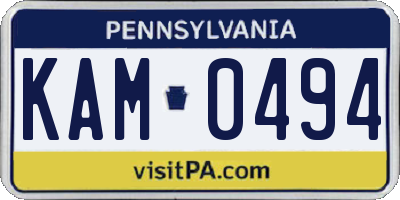 PA license plate KAM0494