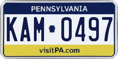PA license plate KAM0497