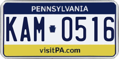 PA license plate KAM0516