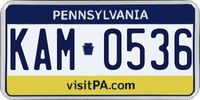 PA license plate KAM0536