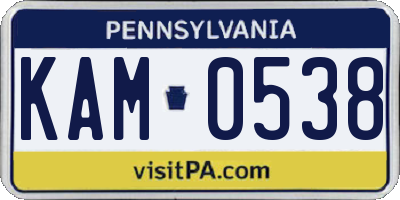 PA license plate KAM0538