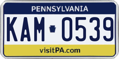 PA license plate KAM0539