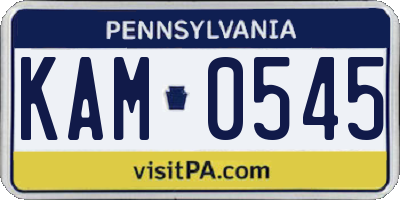 PA license plate KAM0545