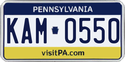 PA license plate KAM0550