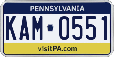 PA license plate KAM0551
