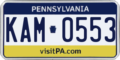 PA license plate KAM0553