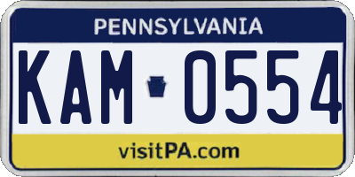 PA license plate KAM0554